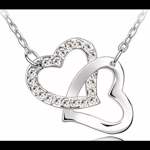 (Last 1)  Hearts Pendants Necklaces, turquoise with crystal elements - Picture 4 of 6